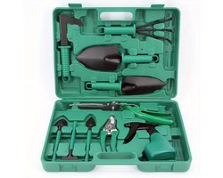 10-delige tuingereedschapset — tuingereedschap - Professionele tuinset — Inclusief opbergkoffer — Geschikt voor volwassenen en kinderen — Tuincadeauset