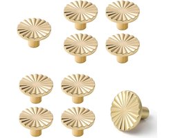 10 Geborsteld Gouden Kastgrepen - 37×37×20 mm - Platte Messing Ladegrepen - Geschikt voor Keukens, Kasten, Badkamers, Dressoirs, Garderobekasten - Goud