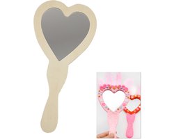 10 houten Handspiegels Hart - Echt spiegelglas - Knutselen met Kinderen