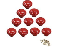 10 kastknoppen - meubelknoppen - rond - rode ladeknoppen - meubelknoppen met één gat - voor laden, dressoirs, kasten en meer