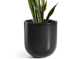10" Keramische Plant Pot met Afvoergat en Rubberen Stop, Ideaal voor Olijfboom en Binnenplanten, Cylinder Pot voor Thuis, Tuin en Kantoor, Zwart