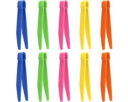 10 kinderpincetten - Kleurrijke plastic pincetten - Speelgoed voor de ontwikkeling van de fijne motoriek van kinderen - Hulpmiddel voor sensorische integratietraining - Knutselpincetten - Kunstbenodigdheden - Voor het sorteren en tellen van kinderen