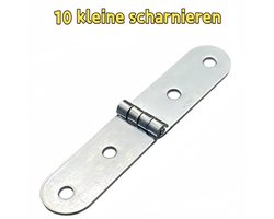 10 - Klein scharnier - Metalen scharnier - Geschikt voor houten kisten, handwerk - Zilver