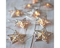 10 LEDs zilverkleurige metaal sterren