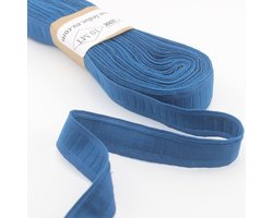 10 Meter GEKLEURDE GORDIJNBAND/RUFLETTE, Breedte 23mm, Zonder Plooien, Plooiband/Zoomband, Kleur BLAUW