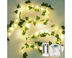 10 meter LED lichtsnoer met afstandsbediening voor binnen en buiten - Waterdichte decoratie met kunstwijnrank