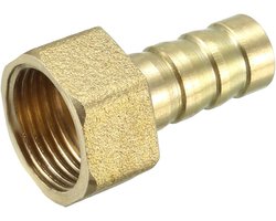 10 mm stekels x 3/8 PT binnendraad slangschroefverbinding messing x 1 stuk goudtint buisverbinding adapter voor slangaansluiting