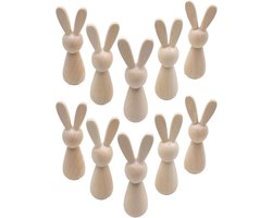 10 Onafgewerkte Houten Konijnen Beeldjes Dieren Sculpturen Handgemaakt Voor Bungalow Feest Slaapkamer Kantoor Dier Poppetjes Festival Decoratie