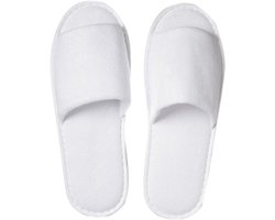 10 paar witte - hotelslippers open - koraalfleeceslippers - fluwelen slippers - unisex open slippers voor thuis, badkamer, binnen, warm, wit
