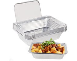 10 Pack Aluminiumfolie Trays - 2250ML Grote Folie Voedsel Containers met Deksels - Wegwerp Folie Bakken Trays voor Afhaalmaaltijden - Tin voor Oven Roosteren Broilen Koken BBQ Party Voedsel