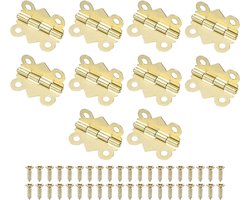 10-pack mini-vouwscharnieren - 20 mm gegalvaniseerde ijzeren scharnieren - 180° opening - voor kleine binnendeuren/houten kisten - duurzame mini-deurscharnieren - inclusief schroeven
