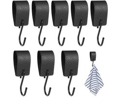 10-pack robuuste S-vormige haken | Roestbestendige leren lussen | Montage zonder stoten | Veelzijdig gebruik in keukens, badkamers en kledingkasten