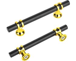 10 Pcs Furniture Handles - Stainless Steel - 150mm Black Gold Cabinet Handles - Kitchen Handles with Screws - Vintage Drawer Handles - Decoratieve Handgrepen voor Meubels en Keuken