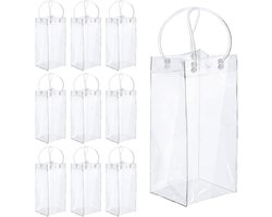 10 Pcs PVC Champagne Tassen - Transparante Flessen Koeler - IJs Tassen voor Champagne - PVC Wijn IJs Tassen met Handvat voor Champagne - Koude Bier (met Knoppen)