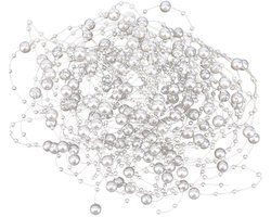 10 Strengen Kunstmatige Parel String - Faux Parel Kralen 3-8mm - Party Garland Decoratie - Drijvende Kaarsen Middenstuk Vaas Vuller - Kerst Bruiloft Ornamenten - DIY Ambachten Grijs .