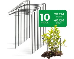 10 struiksteunen metaal halfrond 40 cm Ø70 cm hoog groene vaste plantenhouder bloemenhouder klimplant plantensteun bloemensteun vaste plantensteun klimhulp struikhouder rozensteun