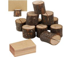 10 Stukken Houten Stoel Kaarthouder - Plaats Kaarthouder - Menu Kaarthouder Foto Stand - Plaats Naam Memo Kaarthouder - Decoratie Memo Houder met 20 Stuks Karton voor Trouwen