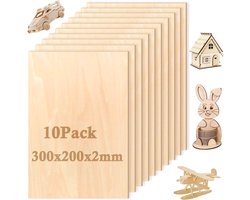 10 Stukken Lime Plywood - Craft Wood - 300 x 200 x 2 mm - Plywood Sheets - Balsa Wood - A4 - Voor DIY Crafts - Schilderen - Model - Decoratie