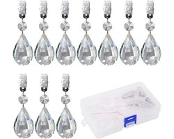 10 Stukken Marquise Tafelkleden Gewichten met 10 Metalen Clips - Kristalglas in Druppelvorm voor Picknicktafel - Zware Tafelkleed - Buitenactiviteiten