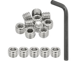 10 Stuks 304 RVS Maggot Schroeven 1/2-13 x 3/8", UNC Grof Gewinde Hexaansluiting voor Meubel, Deur en Lamp Reparatie