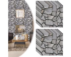 10 Stuks 3D-Wandpanelen - Zelfklevende PVC-Wandtegels - Waterdichte Decoratieve Wandbekleding - Muursticker Met Realistische Rotslook
