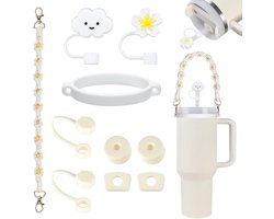 10 Stuks Accessoires Set voor Stanley Cup - Silicone Rietje Deksel - Spill Resistant Stopper voor 40oz & 30oz - Bohemian Woven Handgreep met Rubber Cup Ring