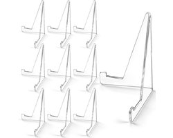 10 Stuks - Acryl displaystandaard - Bordenstandaard voor Sierborden Set - Bordenrek - Visitekaartjes Houder - 5,8 x 8,5 cm - Borden Display Standaard - Bordenhouder - Voor het presenteren van kaarten, medailles en munten - Transparant
