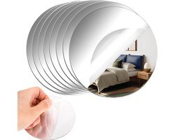 10 stuks-Acryl ronde spiegel - Zelfklevend - Mini ronde spiegel - Spiegel zonder glas - Zachte spiegel - Geschikt voor thuis - Woonkamer - Slaapkamer - Wanddecoratie - Zilver - 10 cm