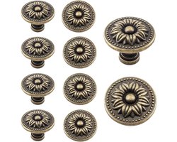 10 stuks Antiek Brons Ronde Lade Knoppen- 30MM - Vintage Kast Knoppen Antieke Ronde，Enkel gat Aluminium profiel Kabinet Knoppen met schroeven