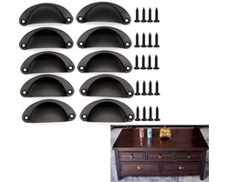 10 stuks - antieke handgreep schelpgreep - ijzeren handgreep schelpgreep - metalen vintage ladegreep - antiek - slijtvast en roestvrij - zwart - 81*35mm - geschikt voor kaptafels keukenkastladen