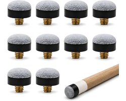10 stuks biljartkeu-punten, 12 mm, vervangende schroefpunten voor biljartkeu, grijze keu-tips met 4 mm schroefdiameter, biljartaccessoires voor snooker, biljart en biljartreparatie