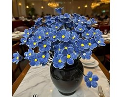 10 Stuks Blauwe Keramische Kunstbloemen met Steel – Duurzaam Kunstbloemen Boeket voor Vaas – Woonaccessoires & Binnenhuis Decoratie – Onderhoudsvrij