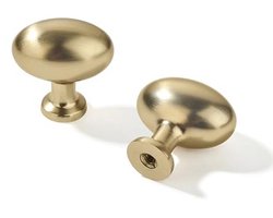 10 Stuks Bronzen Kastknoppen 1-3/8 Inch - Champagnebrons en Satijn Messing Ovale Ladeknoppen voor Dressoir en Keukenkasthardware