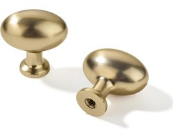 10 Stuks Bronzen Kastknoppen 1-3/8 Inch - Champagnebrons en Satijn Messing Ovale Ladeknoppen voor Dressoir en Keukenkasthardware
