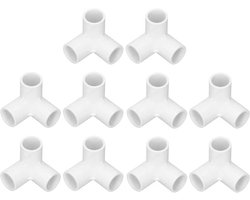 - 10 Stuks Buisfittingen - PVC-kunststof - Haakse Tee-hoekconnector - 20 Mm Binnendiameter - Eenvoudig aan Te Sluiten - Waterleidingen - Meubels - Broeikas - Tentverbindingen.