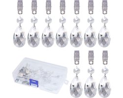 10 Stuks Crystal Tafelkleed Gewichten met 10 Stuks Metalen Klemmen, Zware Glazen Druppel Gewichten voor Picknicktafels en Buitengebruik