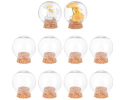 10 stuks decoratieve potten vitrinekast, 4,5x5 cm ronde glazen displaykoepel, heldere koepel met kurken voet voor monsterplanten, rotsen, bloemen, opslag, kunstdisplay