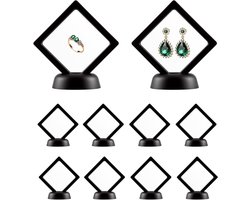 10 Stuks Drijvende Fotolijst Stand, 3D Munt Houder, Decoratieve Floating Stand met Pedestals, 7 x 7 x 1.8 cm, Perfect voor Verzamelaars en Cadeaus