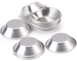 10 stuks - Eiertaartvormen - 7*7*2cm - Bakvormen - zilver - antiaanbaklaag en herbruikbaar - Aluminiumlegering - voor kleine tarteletvormpjes - Mini Quichevormpjes