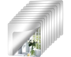 10 stuks flexibele zelfklevende spiegelplaten - 2 mm verdikte acrylspiegel - wandspiegels in volledige lengte - 15 x 15 cm kunststof spiegeltegels - niet-glazen spiegel voor badkamer