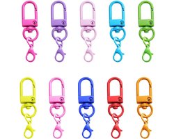 10 stuks gekleurde draaibare karabijnsluitingen - sleutelhangerclips voor doe-het-zelf accessoires
