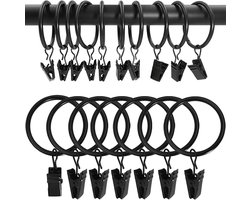 10 stuks-Gordijnclips - gordijnringen - gordijnhaken - gordijnringen - accessoires voor gordijnroedes - geschikt voor slaapkamers-badkamers-woonkamers en kantoren - zwart - 3,8 cm binnendiameter