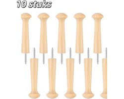 10 stuks - Haken - kapstokhaken - houten - kapstokhaken - wanddecoratie - massief houten halhaken - geschikt om op te hangen in de slaapkamer of hal - geel