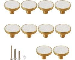 10 stuks - Handgreep - Kastknop - Meubelknop - Kastknoppen - Geschikt Voor kast - Hand Grepen - Ladeknop - Geel brons - Geschikt Voor Kast, Keukenkast, Lade Of Deurtje - 32mm - sneeuwwit