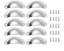 10-stuks handgrepen - ladetrekkers - schelpvormige handgrepen - vintage ladetrekkers - kastgrepen - meubelgrepen - 8 * 3,6 * 1,7 cm - met 20 schroeven - geschikt voor kaptafels, kasten, kledingkasten, keukens en slaapkamermeubels - zilver