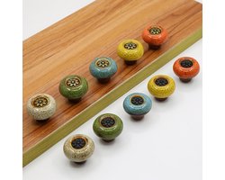 10 stuks Handgrepen voor kledingkast deuren - handgrepen voor keukenkasten - handgrepen voor laden - retro kast kleurrijke ronde handgrepen met één gat -