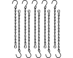 10 Stuks - Hangkettingen - Hangkettingen voor tuinplanten - Zwart - 24*1 cm - IJzer - Ophangketting - Plantenhanger - Hangende ketting met haak - Voor het ophangen van voederbakken, reclameborden, schoolborden, manden, bloempotten, lantaarns