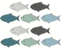 10 Stuks - Houten wanddecoratie met oceaanmotief - Houten ornamenten - Wanddecoratie - Geschikt voor woonkamers, slaapkamers, eetkamers en gangen