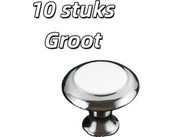 10 stuks - Kastdeurknoppen - Meubelcomponenten - Paddenstoelstijl - Enkel gat - Groot - Helder zilver