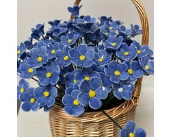 10 stuks keramische vergeet-me-nietjes - handgemaakte, kleurechte decoratie van aardewerk, geschikt voor binnen en buiten, perfect cadeau, woondecoratie, artistieke woonaccessoires